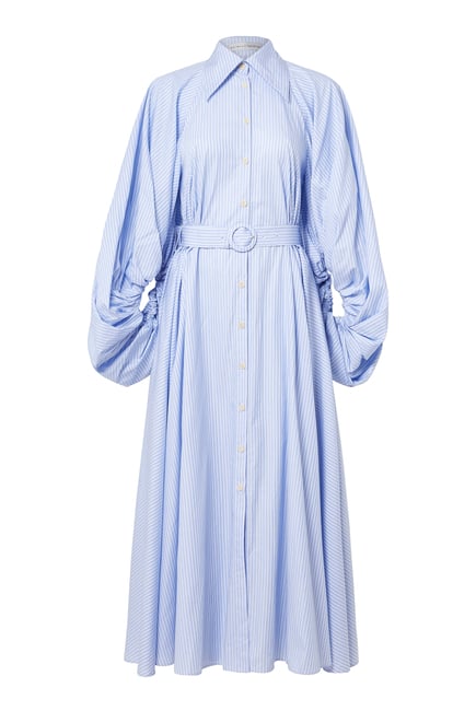 فستان هيلينغ بتصميم قميص مخطط قطن